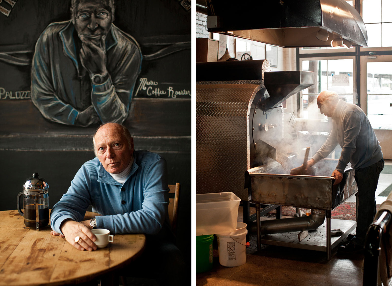 Joe Bean roasting coffee beans in Rochester New York